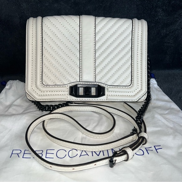 Rebecca Minkoff Chevron Small Love Crossbody in Antique White NWOT - Picture 7 of 9